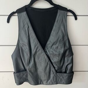 Wilson’s Leather‎ Black Wrap Vest Size L Vintage Y2K Moto Grunge Crop Style